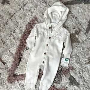 NWT Carter’s Little Planet organic cotton cream knit hooded one piece